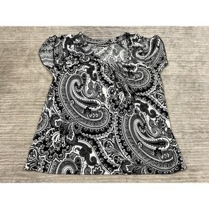 Kim Rogers Top Womens Large Black & White Short Sleeve Casual